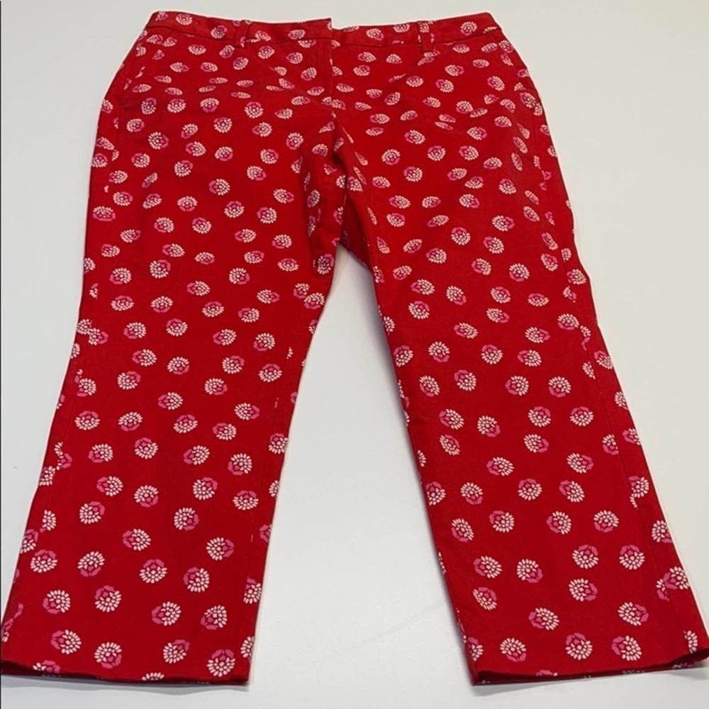 LANDS END Womens 14 Red Pink Capri Pants